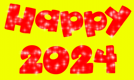 HAPPY 2024 animated text with sparkling stars