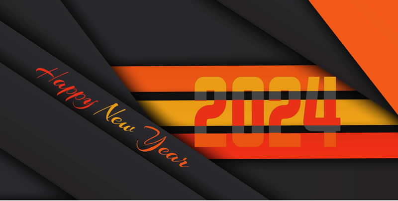 Modern and elegant 2024 Happy New Year greeting card