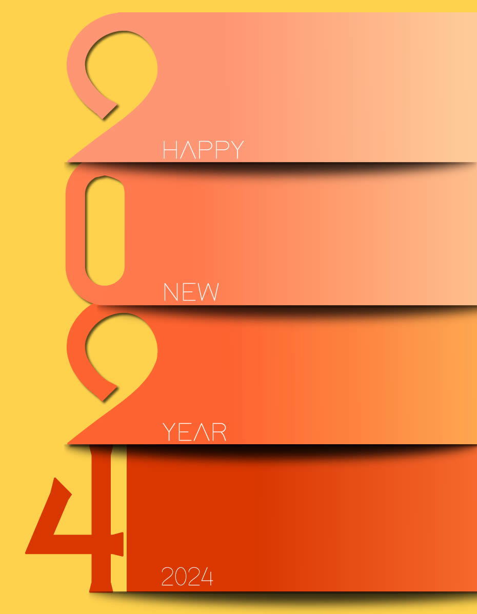 Stylish image with vertical 2024 greeting card. Happy New Year.