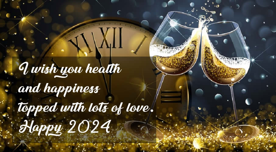 Image with phrase: I wish you health and happiness seasoned with lots of love. Happy 2023