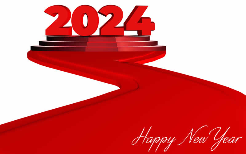 Image with a red road leading to the new year