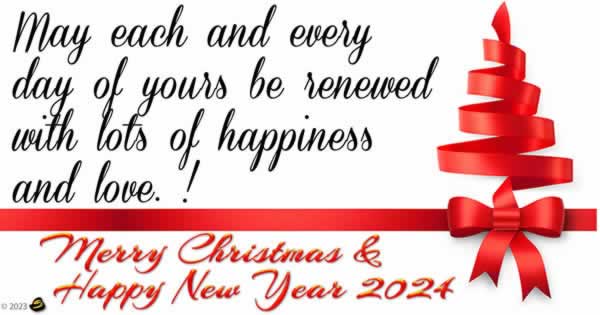 Image with modern red Christmas tree with text