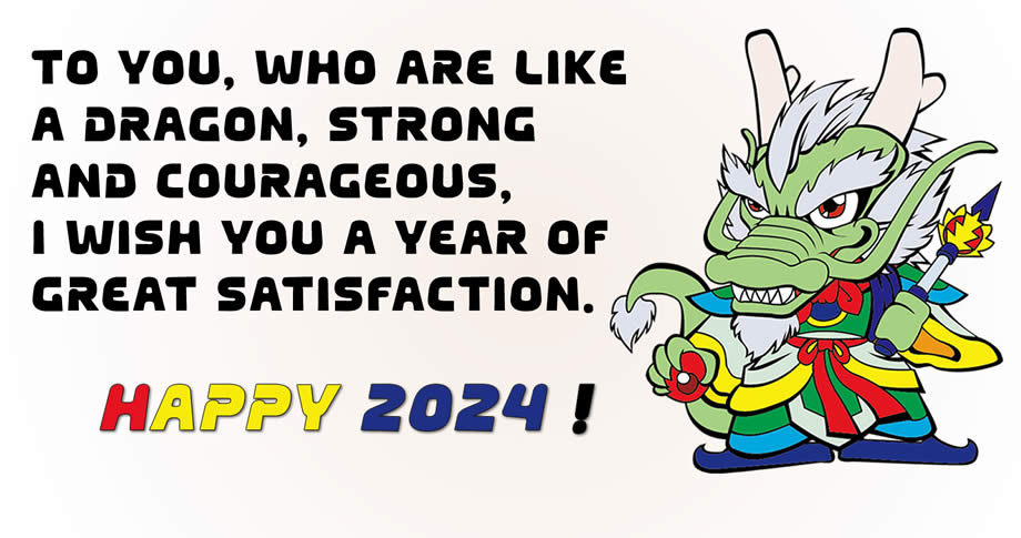 Greetings image for 2024 year of the wooden dragon