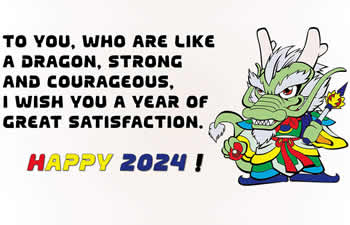 Dragon image with happy new year greeting text